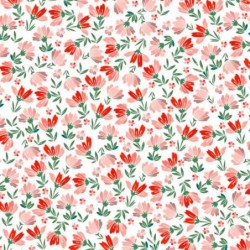 Tela Popelín - Flor Clavel