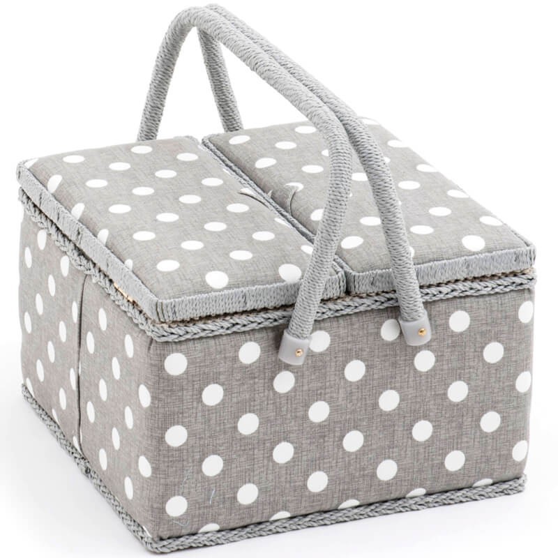 Costurero Doble Tapa - Polka Dot Gris Costurero Doble Tapa - Polka Dot Gris