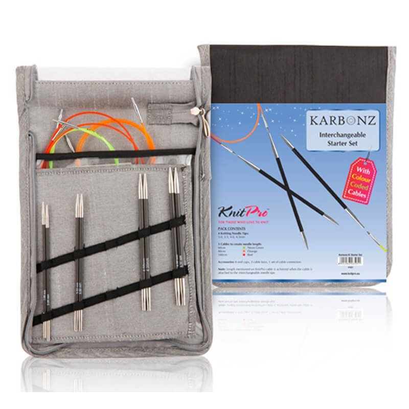 Set de Agujas Circulares Intercambiables KnitPro Karbonz Starter Set de Agujas Circulares Intercambiables KnitPro Karbonz Starter
