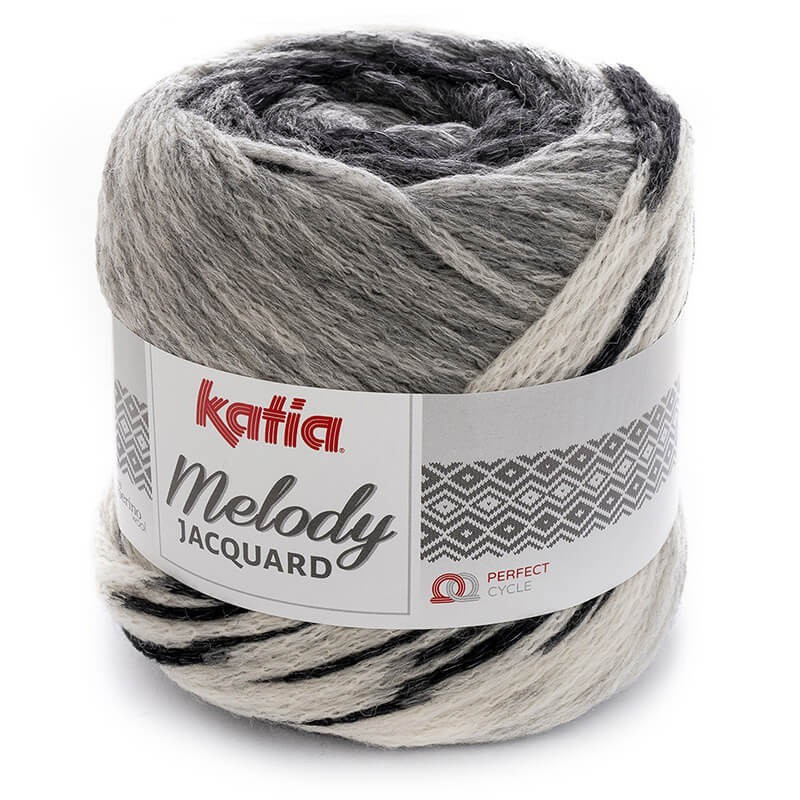 Katia Melody Jacquard 254 Ovillo de lana merino 100 g, con borde de jacquard
