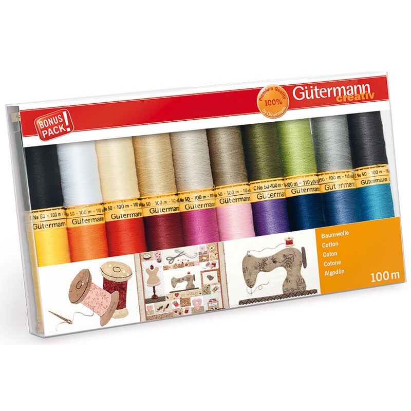 Set de 20 bobinas de Hilo Algodon 100 metros - Gutermann