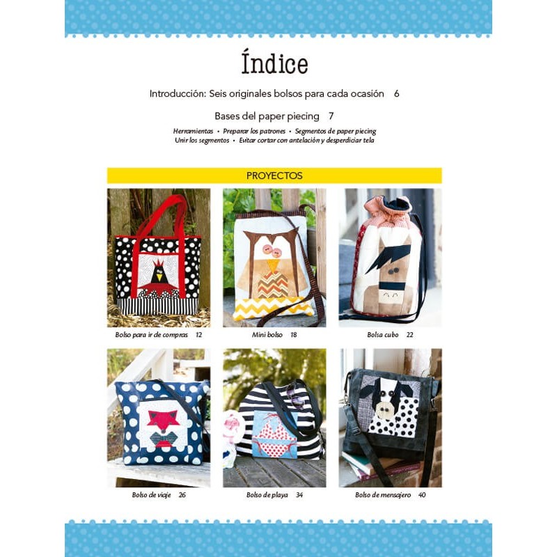 Bolsos de Patchwork con Bloques de Paper Piecing