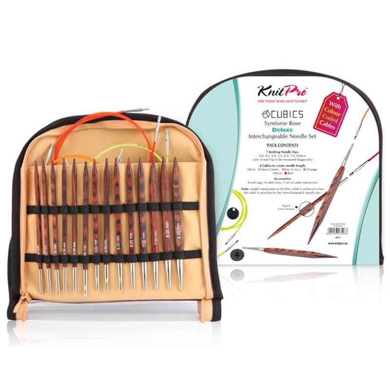 Set de Agujas Circulares Intercambiables Symfonie Cubics Deluxe KnitPro Set de Agujas Circulares Intercambiables Symfonie Cubics Deluxe KnitPro