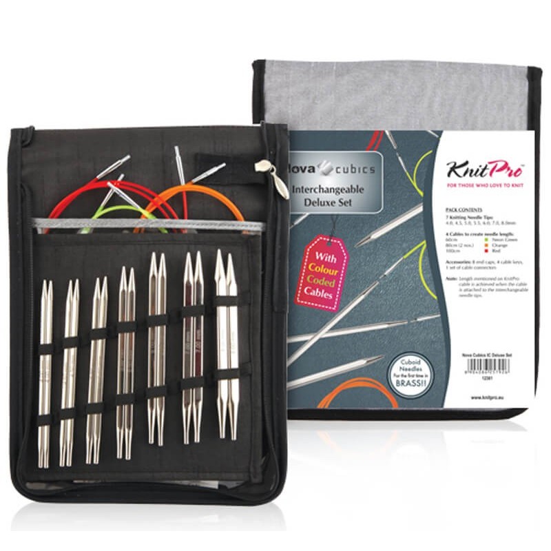 Set de Agujas Circulares Intercambiables Nova Cubics Deluxe KnitPro Set de Agujas Circulares Intercambiables Nova Cubics Deluxe KnitPro