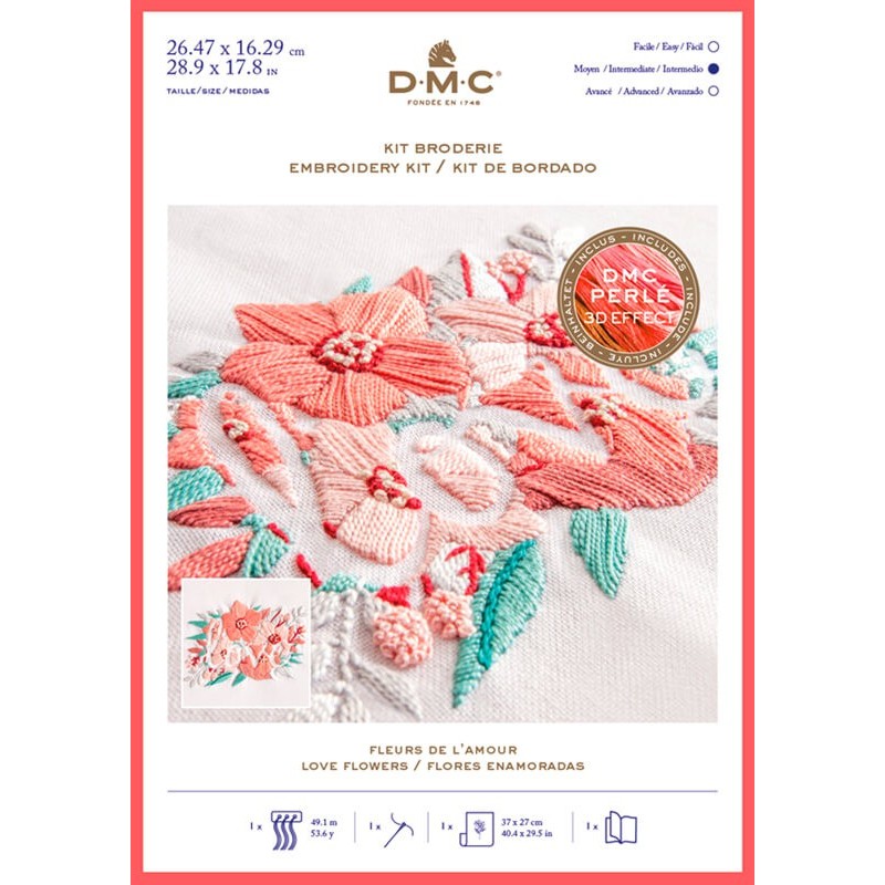 Kit de Bordado Flores Enamoradas - DMC