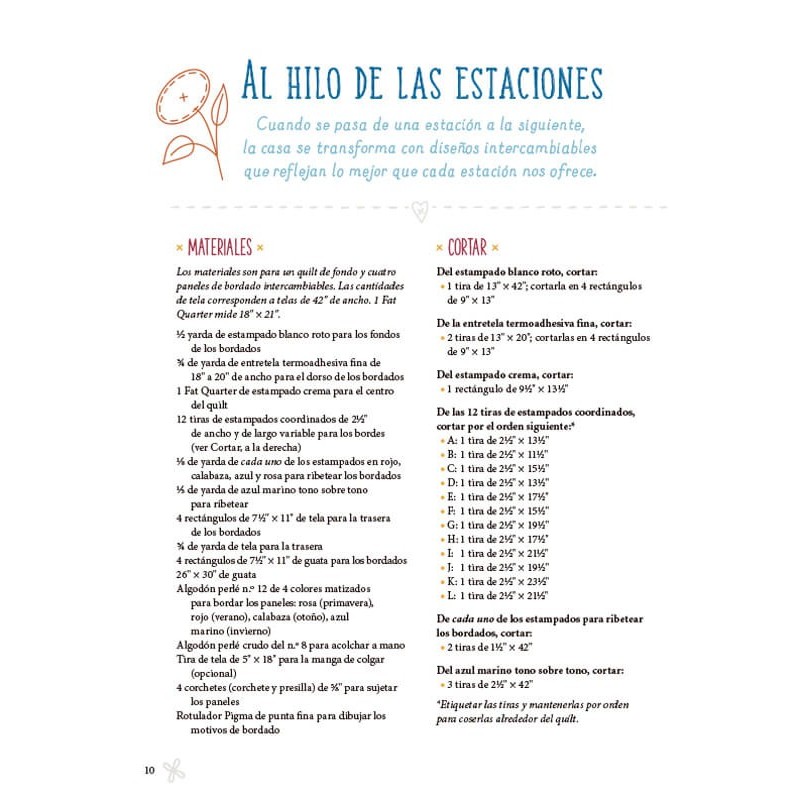 Quilts con bordados intercambiables en diferentes momentos del año