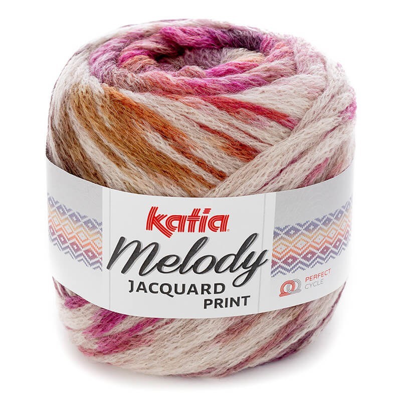 Katia Melody Jacquard 254 Ovillo de lana merino 100 g, con borde de jacquard