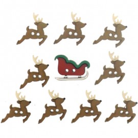 Botones Sew Cute Sleigh/Reindeer - Dress It Up