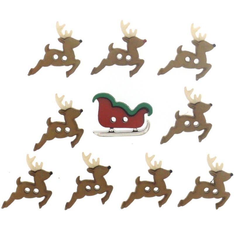 Botones Sew Cute Sleigh/Reindeer - Dress It Up Botones Sew Cute Sleigh/Reindeer - Dress It Up