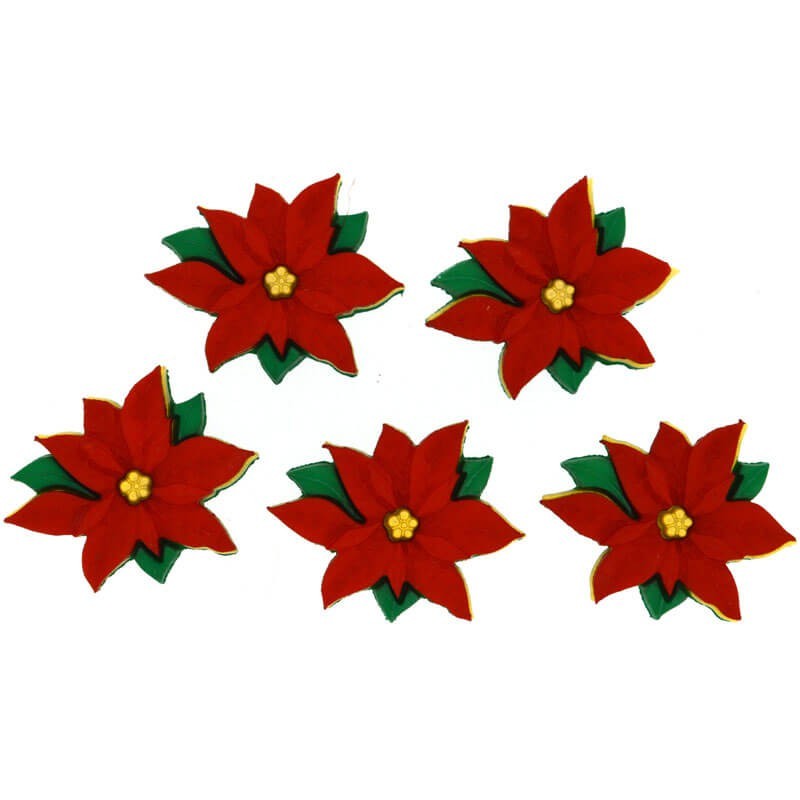 Botones Red Poinsettias - Dress It Up