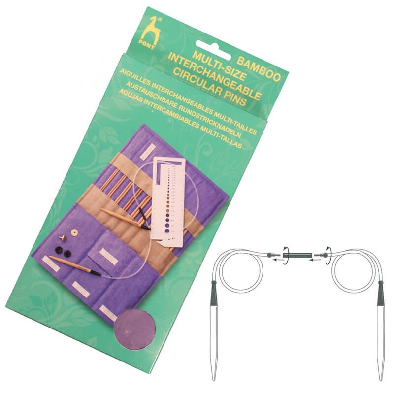 Set de Agujas Circulares Intercambiables Bamboo - Pony