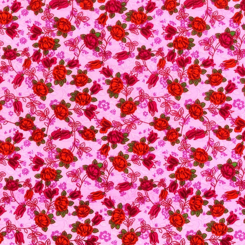 Tela Rosa con Flores Tela Rosa con Flores