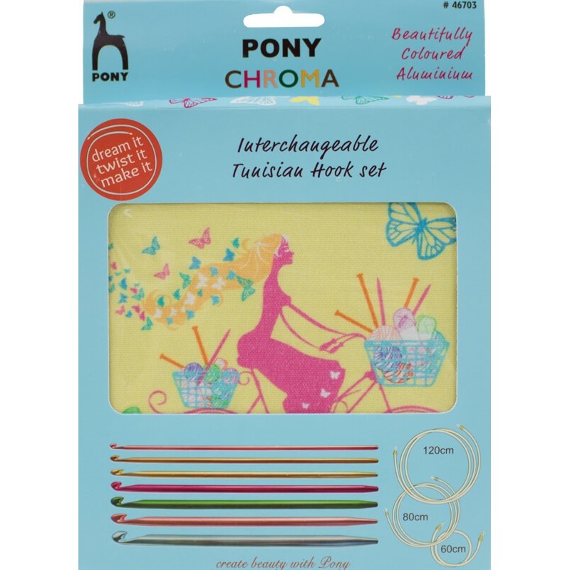 Set de Ganchillos Tunecinos Intercambiables Chroma - Pony Set de Ganchillos Tunecinos Intercambiables Chroma - Pony