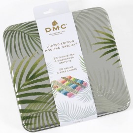 Caja Metálica Palmeras con 20 Hilos Mouliné para Bordar - Edición Limitada