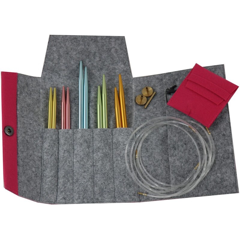 Colour Interchangeable Circular Needles Set  with felt case - Pony