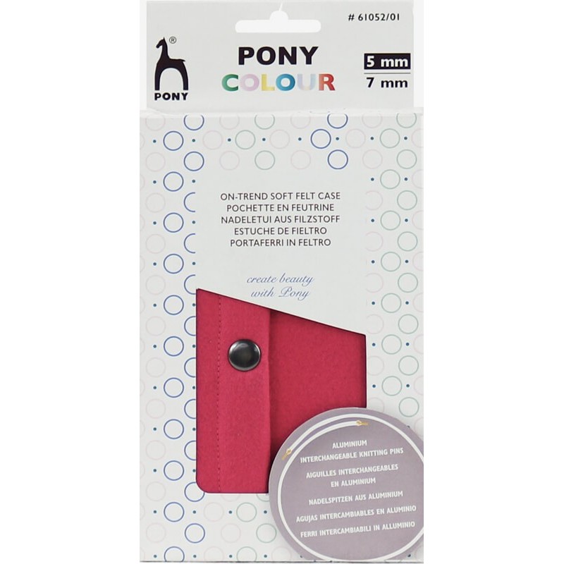 Colour Interchangeable Circular Needles Set  with felt case - Pony