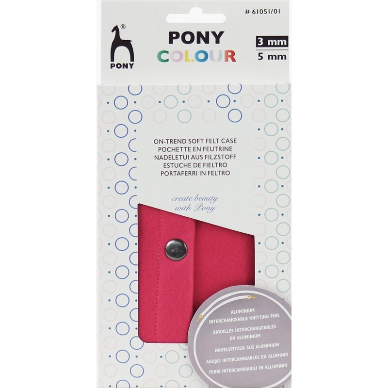 Set de Agujas Circulares Intercambiables Colour con Estuche de Fieltro - Pony