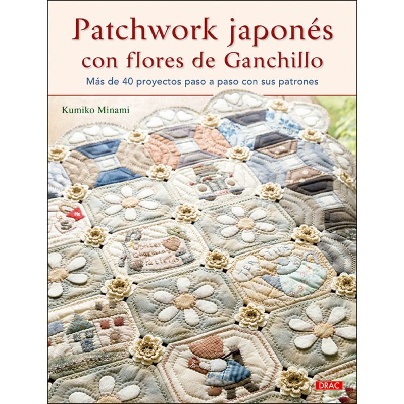 Campaña profesor álbum Patchwork japonés con flores de ganchillo - Las Tijeras Mágicas