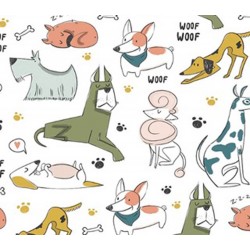 Cotton Fabric – Dogs – Woof...