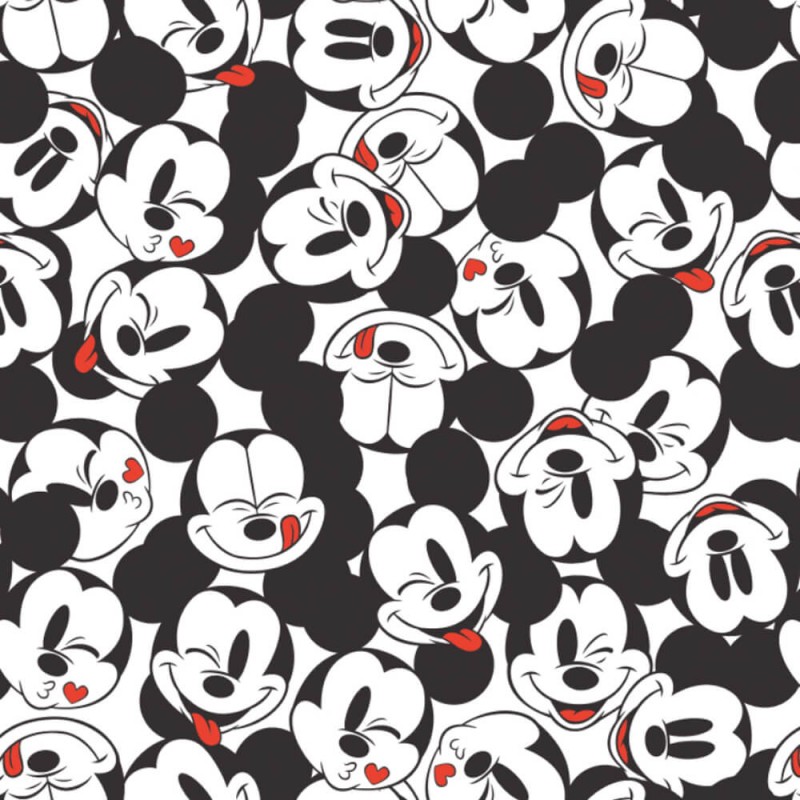 DISNEY MICKEY MOUSE PACKED FACES WHITE 1/4 Yard (9”x 44”) 100% Cotton  Fabric New