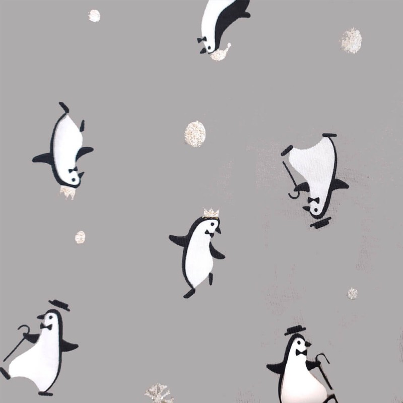 Gold Jersey Fabric Katia Penguins XMAS