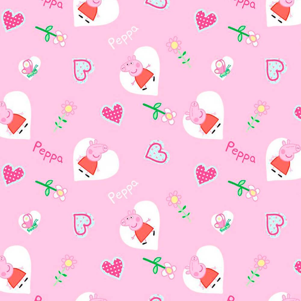 Cotton Fabric - Peppa Pig - Hearts - Las Tijeras Mágicas