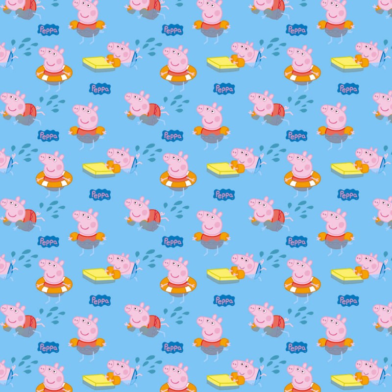 Cotton Fabric – Peppa Pig – Swimming Pool - Las Tijeras Mágicas