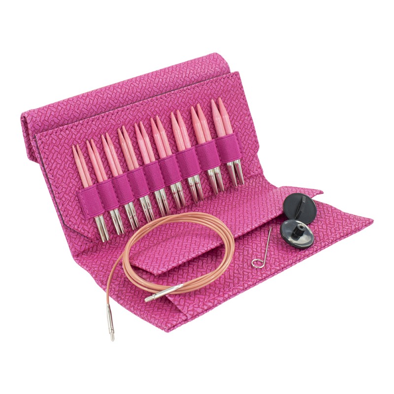 Lykke Blush 6 Crochet Hook Set, Fuchsia Basketweave Case