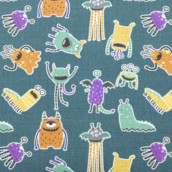 Cotton Fabric – Monsters Green
