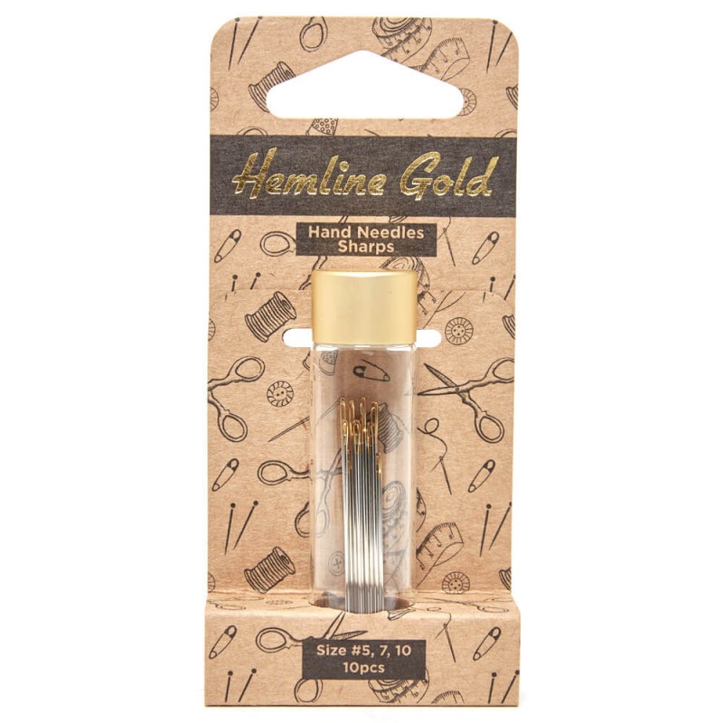 Agujas de Coser a mano Sharps Ojo Dorado, Nº 5-10 - Hemline Gold