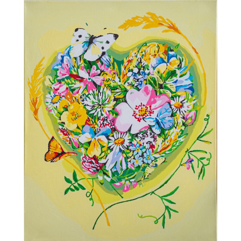 Kit de Pintar por Números - A Heart of Flowers - Lanarte