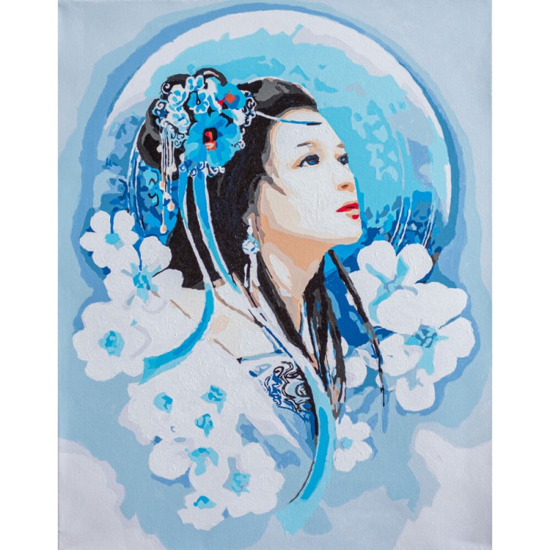 Kit de Pintar por Números - Asian Lady in Blue - Lanarte