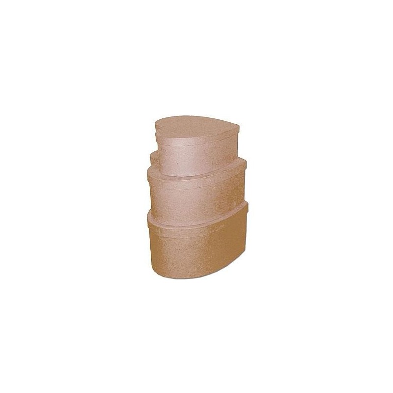 Set de 3 cajas papel maché corazón 20, 22 y 24cm Set de 3 cajas papel maché corazón 20, 22 y 24cm