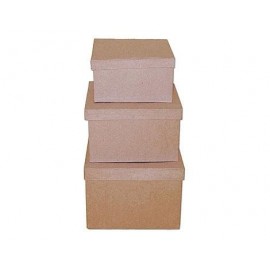 Set de 3 cajas papel maché cuadradas 15, 19, y 22cm