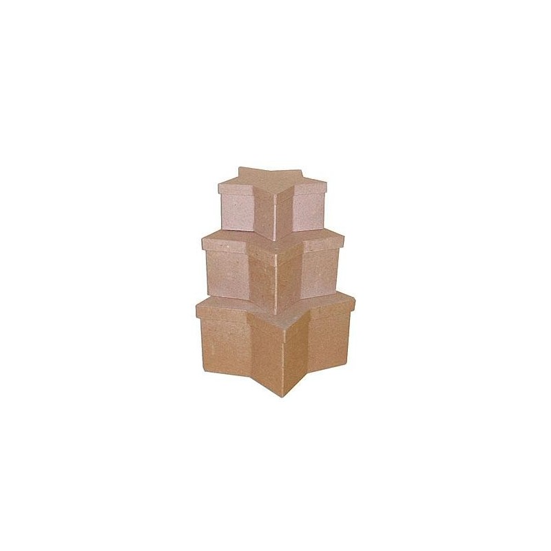 Set de 3 cajas papel maché estrellas 18, 23 y 27cm