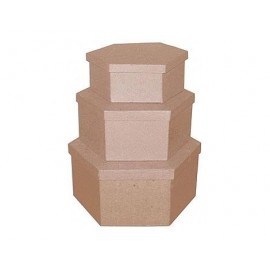 Set de 3 cajas papel maché hexagonales