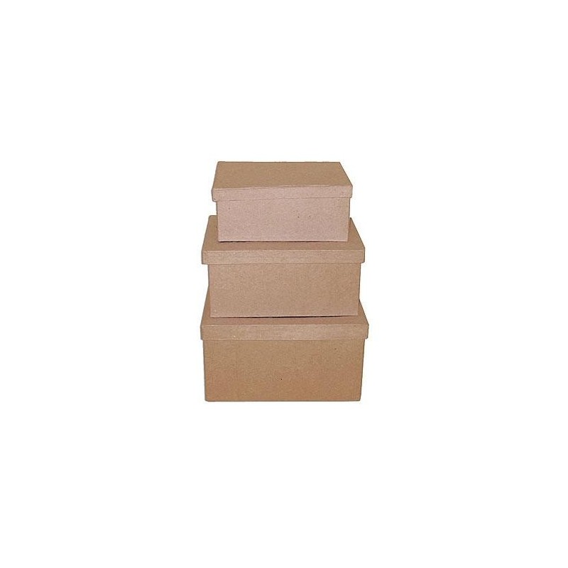 Set de 3 cajas papel maché rectangulares Set de 3 cajas papel maché rectangulares