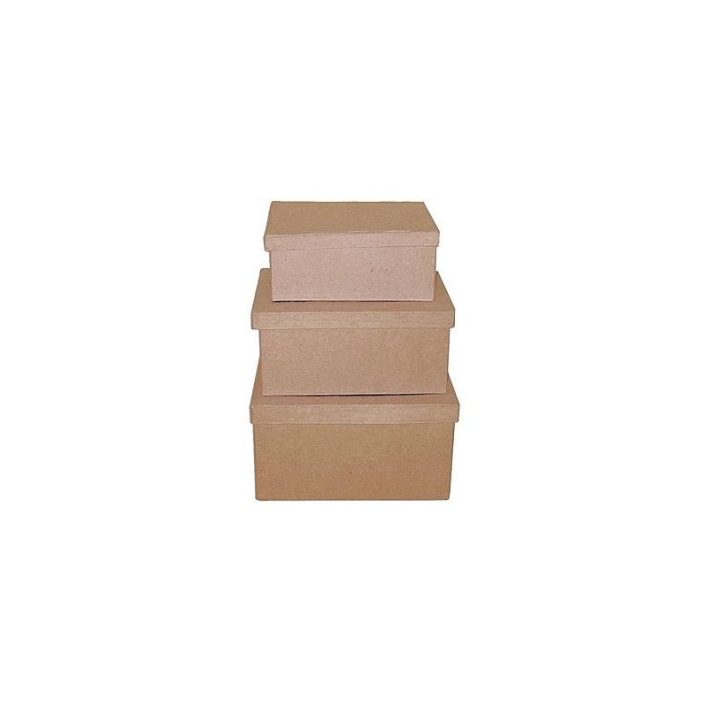 Set de 3 cajas papel maché rectangulares