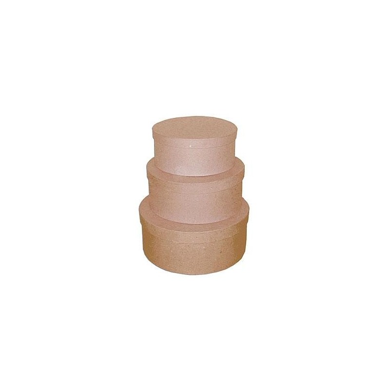 Set de 3 cajas papel maché redondas Set de 3 cajas papel maché redondas