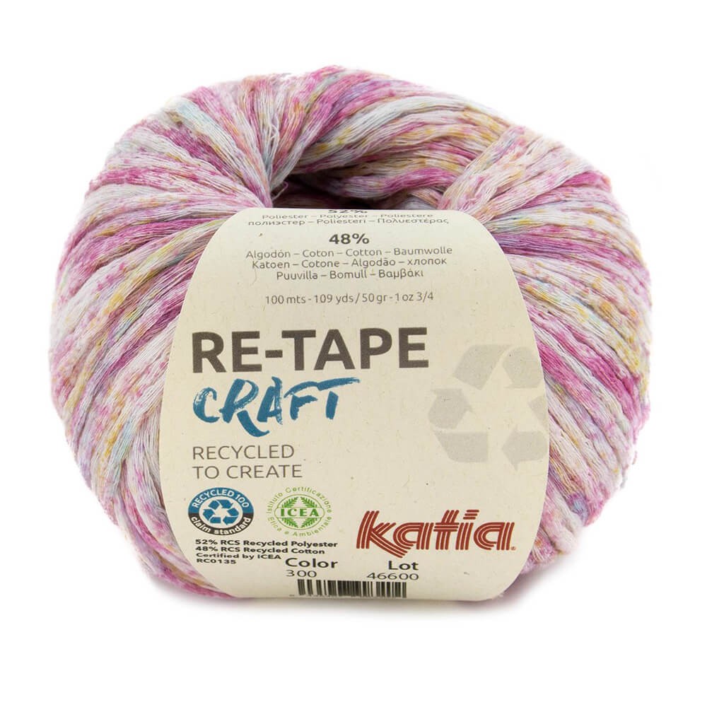 algodón ecológico y poliéster reciclado Ovillo de lana Katia Re-Tape Color 205