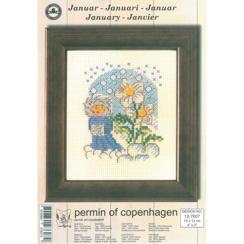 Kit Punto de Cruz - Permin Of Copenhagen - Enero Kit Punto de Cruz - Permin Of Copenhagen - Enero
