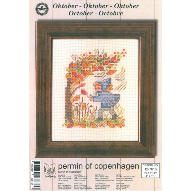 Kit Punto de Cruz - Permin Of Copenhagen - Octubre Kit Punto de Cruz - Permin Of Copenhagen - Octubre