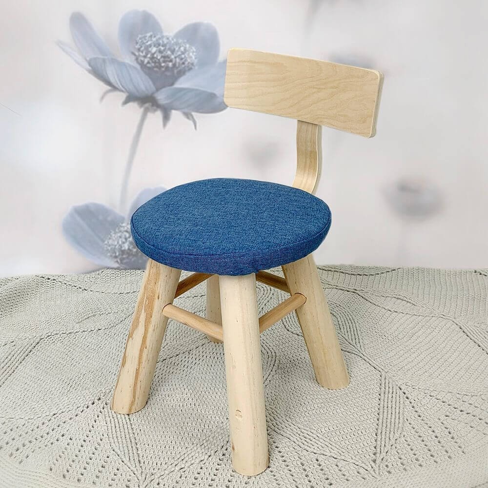 Wooden stool on sale with backrest