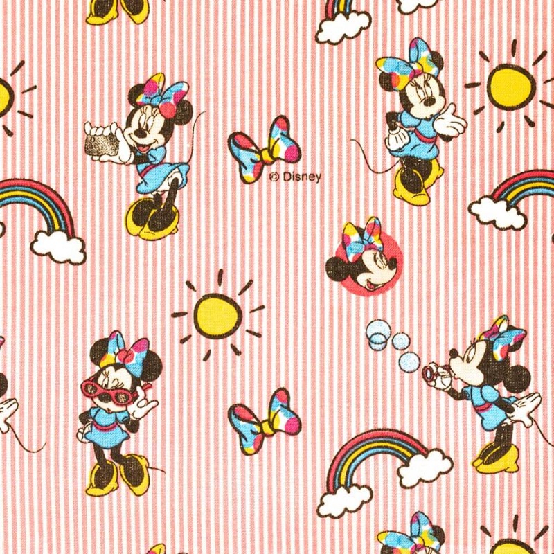 Cotton Fabric – Minnie Mouse – Rose Stripes