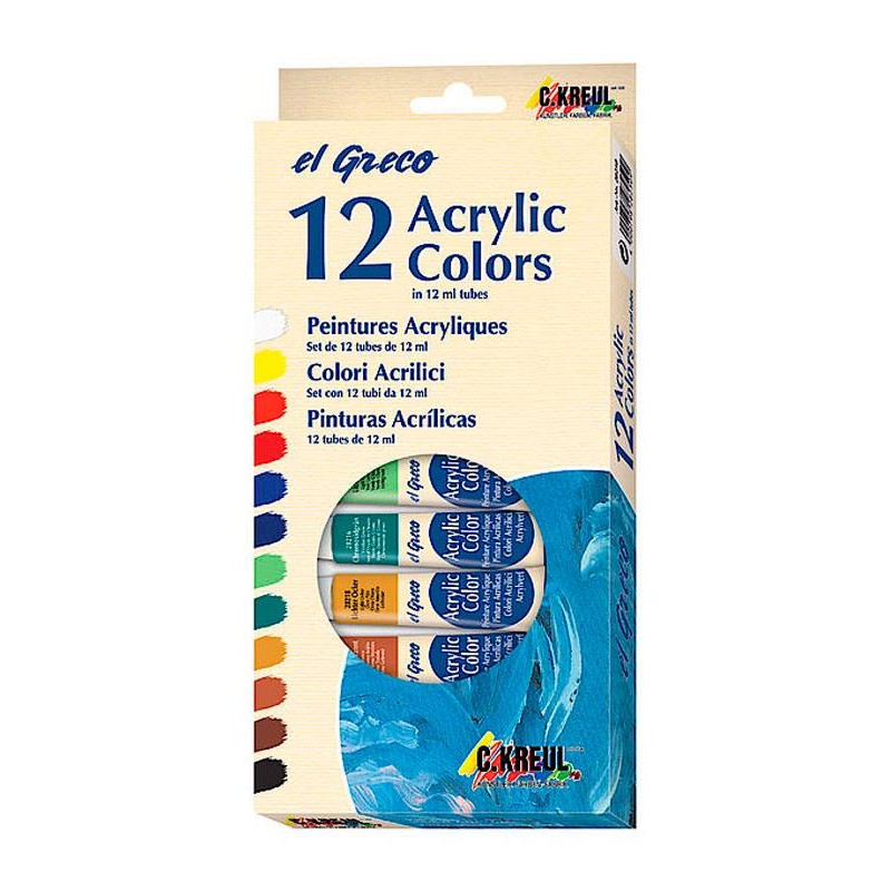 Kit 12 Pinturas Acrilicas 12 ml El Greco C.Kreul Kit 12 Pinturas Acrilicas 12 ml El Greco C.Kreul