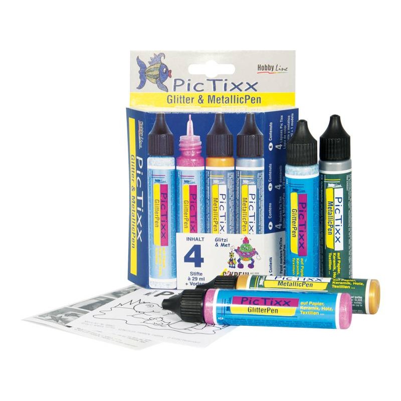 Kit Pic Tixx 4 pinturas Purpurina/Metalicas 29 ml Kit Pic Tixx 4 pinturas Purpurina/Metalicas 29 ml