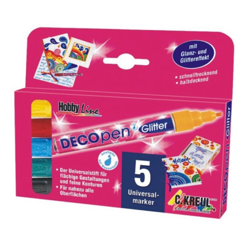 Set 5 Markers Decopen Glitter Hobby Line