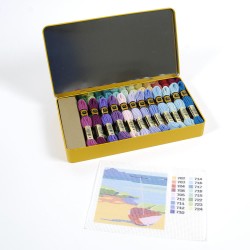 METAL BOX WITH 24 SKEINS OF...