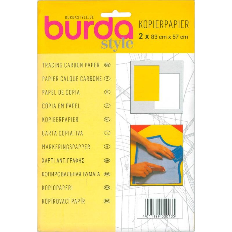 Papel de calco Burda para tela amarillo/blanco