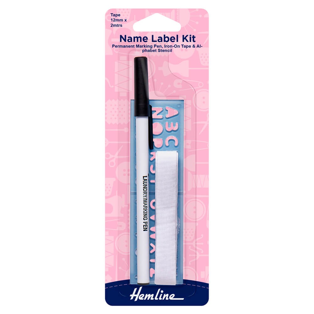 Hemline Iron On Name Label Kit with Pen & Stencil Hemline Iron On Name Label Kit with Pen & Stencil